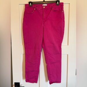Bright Pink Ankle Jeans